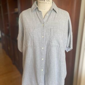 Madewell Gray Button Down Shirt Classic Short Sleeve